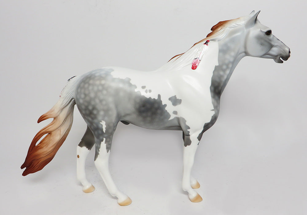 CHICKASHA~OOAK NATIVE AMERICAN DAPPLE PINTO SPANISH MUSTANG MODEL HORSE BY DAWN QUICK 7/17/17