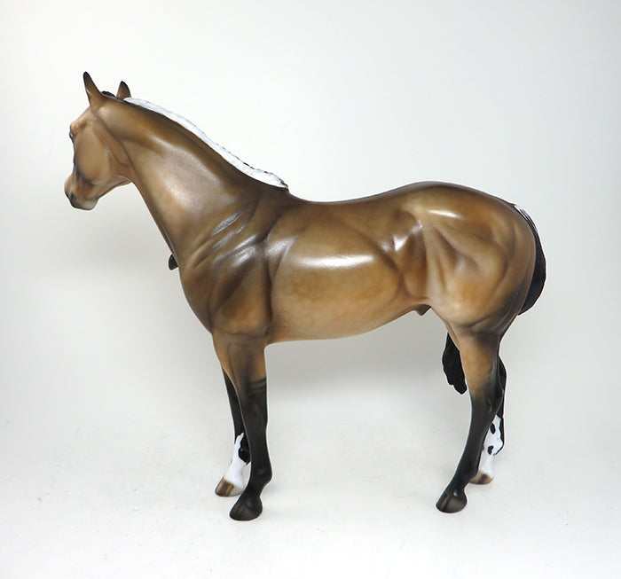 GOT THE LAST LAUGH - OOAK BUCKSKIN "NO SPOT" APPALOOSA MODEL HORSE - 1/14