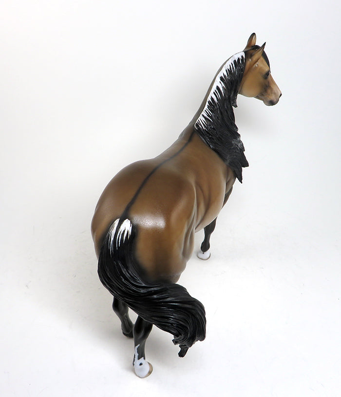 GOT THE LAST LAUGH - OOAK BUCKSKIN "NO SPOT" APPALOOSA MODEL HORSE - 1/14