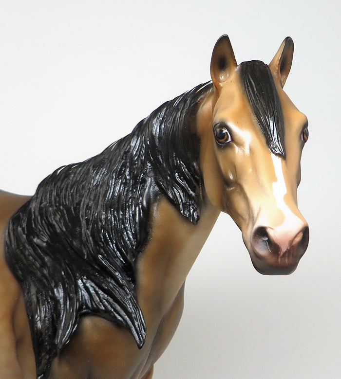 GOT THE LAST LAUGH - OOAK BUCKSKIN "NO SPOT" APPALOOSA MODEL HORSE - 1/14
