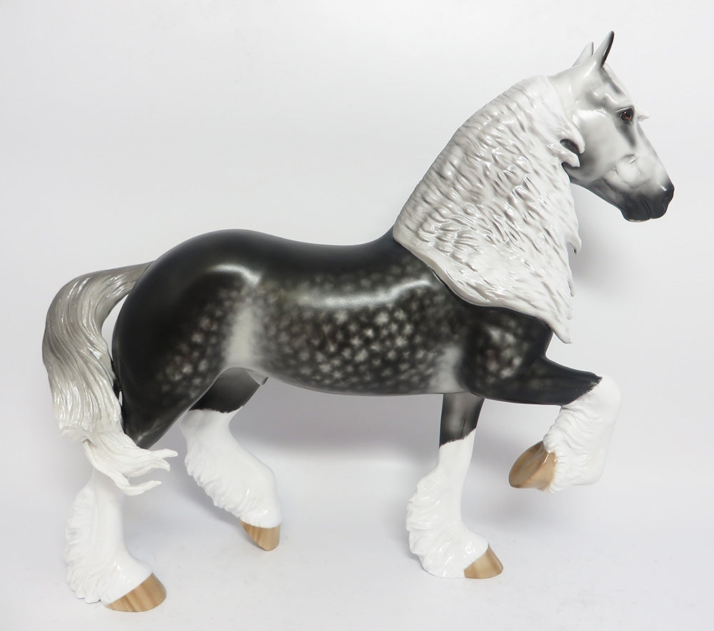 BATTLESHIP-OOAK STAR DAPPLE BLACK CUSTOM TROTTING DRAFTER BY SHERYL LEISURE WHS 2017