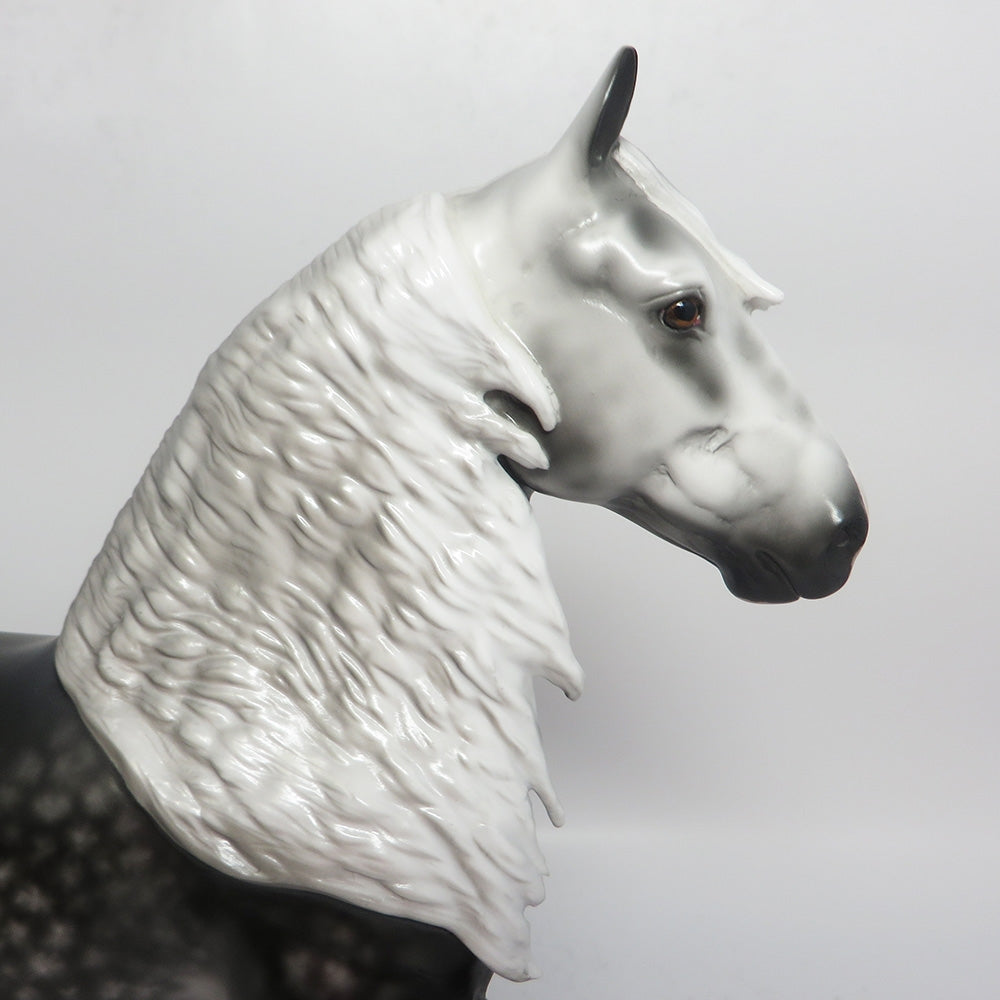 BATTLESHIP-OOAK STAR DAPPLE BLACK CUSTOM TROTTING DRAFTER BY SHERYL LEISURE WHS 2017