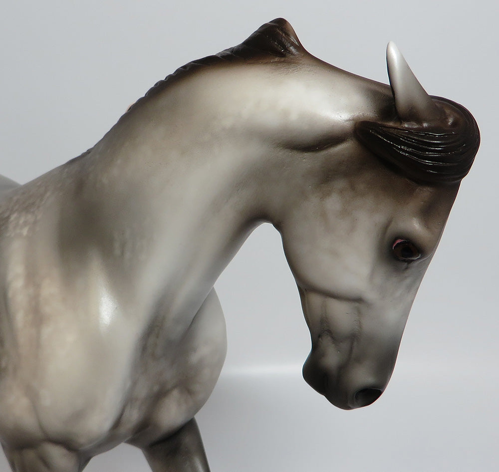 AUDIO SLAVE~OOAK DAPPLE GREY PINNED EAR THOROUGHBRED MODEL HORSE 5/19/17