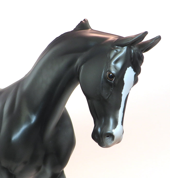 ONE HOT INTIMIDATOR - OOAK DAPPLE BLACK PAINT THOROUGHBRED MODEL HORSE - 1/25