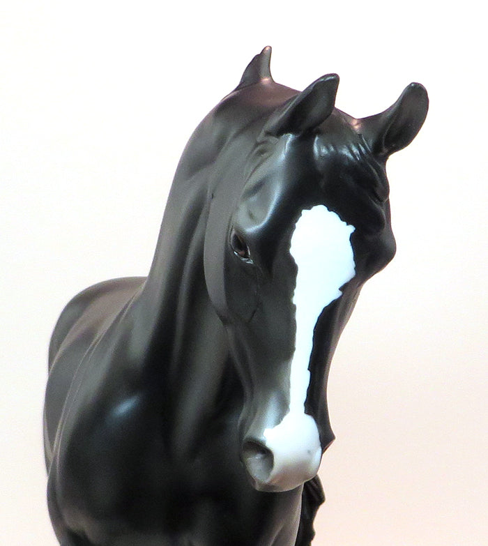 ONE HOT INTIMIDATOR - OOAK DAPPLE BLACK PAINT THOROUGHBRED MODEL HORSE - 1/25