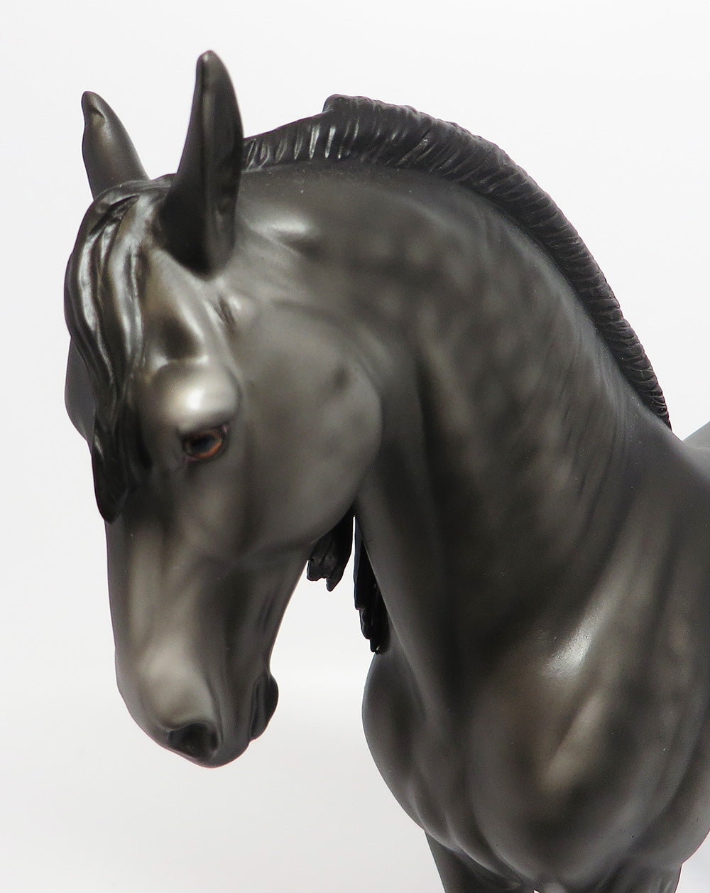 BLACK DRAGON-OOAK DAPPLE BLACK ANDALUSIAN MODEL HORSE 5/26/17