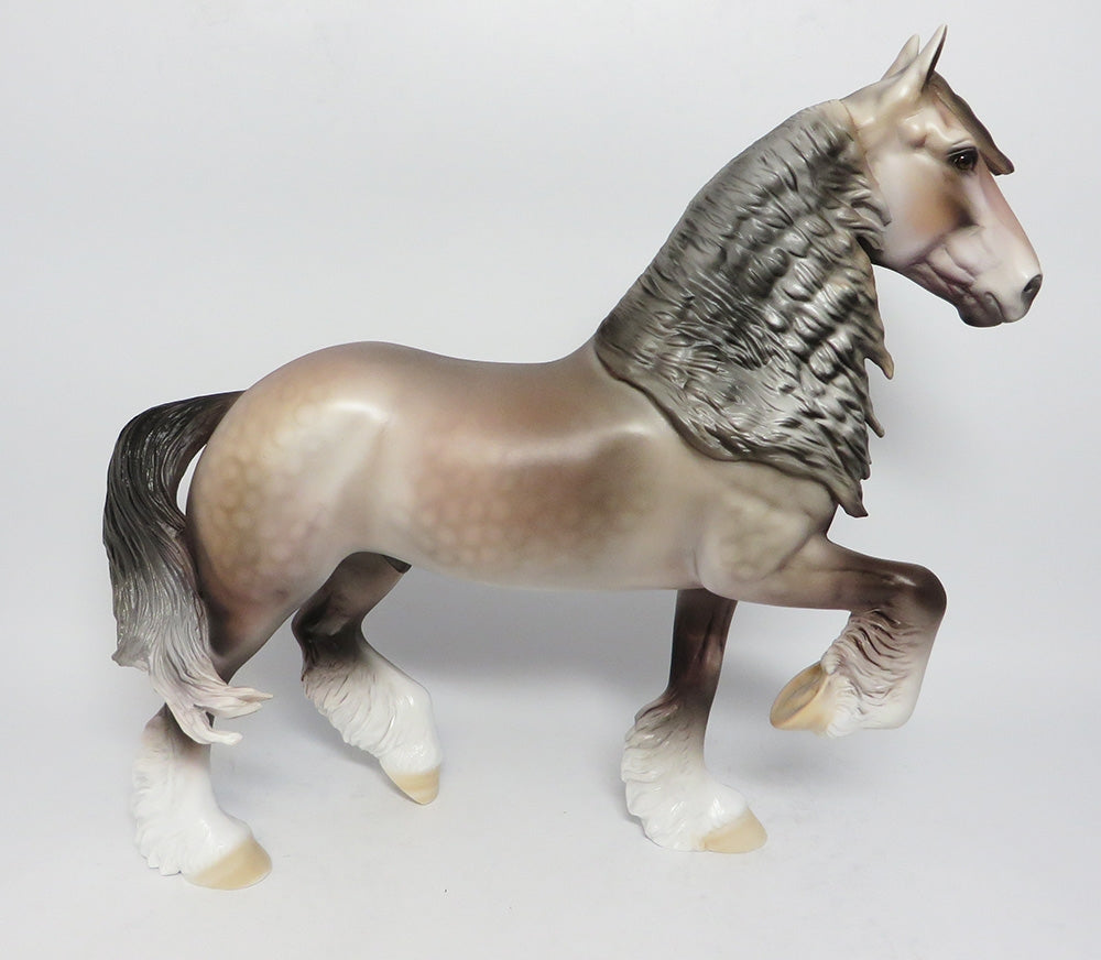 FROSTED ROSE~OOAK ROSE GREY TROTTING DRAFTER MODEL HORSE BY DAWN QUICK 12/12/17