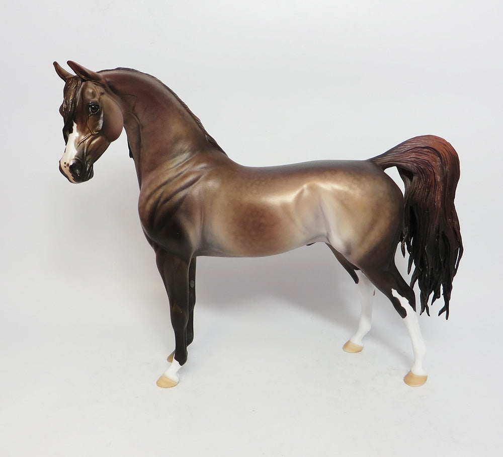 BEJEWELD-OOAK DAPPLE ROSE GREY ARABIAN MODEL HORSE BY DAWN QUICK 12/26/17