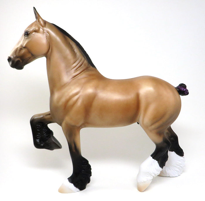 FOSTER - OOAK BUCKSKIN TROTTING DRAFTER MODEL HORSE - 2/5