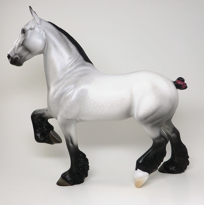 CYPRUS - OOAK DAPPLE GREY TROTTING DRAFTER MODEL HORSE - 2/5