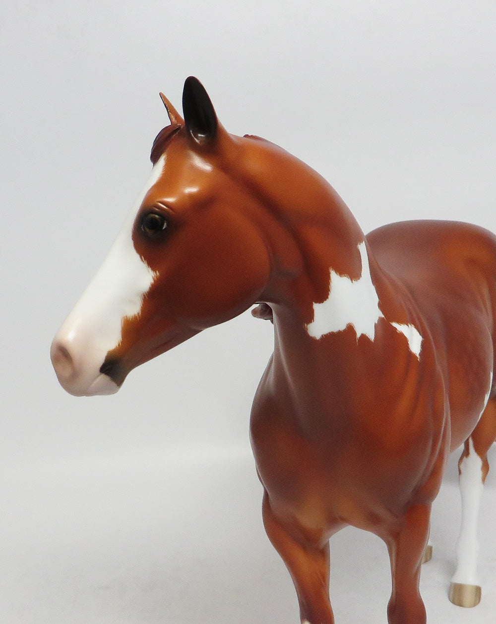 TRUE OPTIMIST-OOAK STAR DAPPLE CHESTNUT OVERO ISH MODEL HORSE BY SHERYL LEISURE 1/5/18