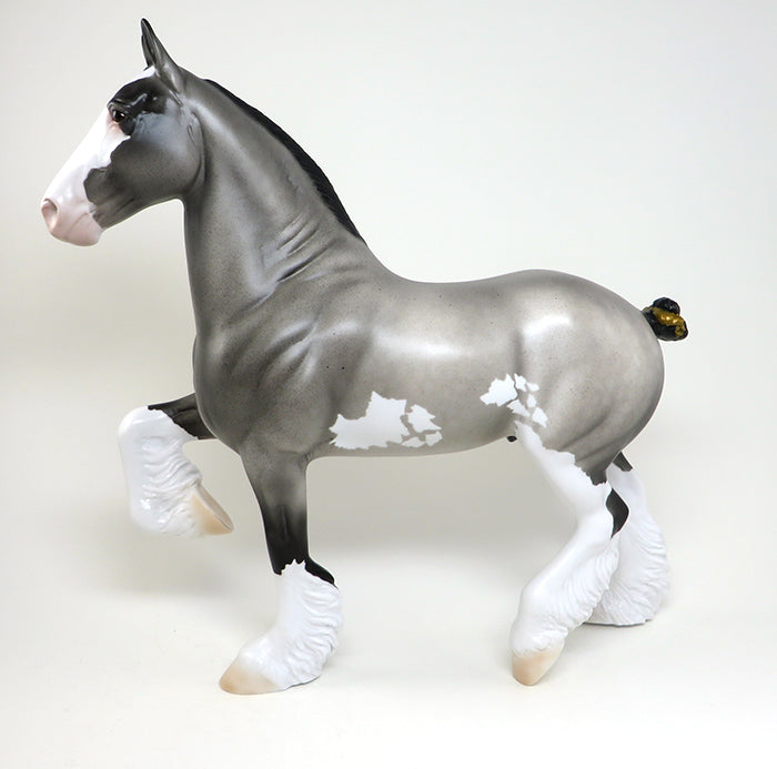 BRINLEY - OOAK GREY PAINT TROTTING DRAFTER MODEL HORSE - 2/5