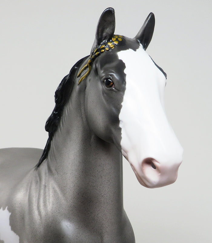 BRINLEY - OOAK GREY PAINT TROTTING DRAFTER MODEL HORSE - 2/5