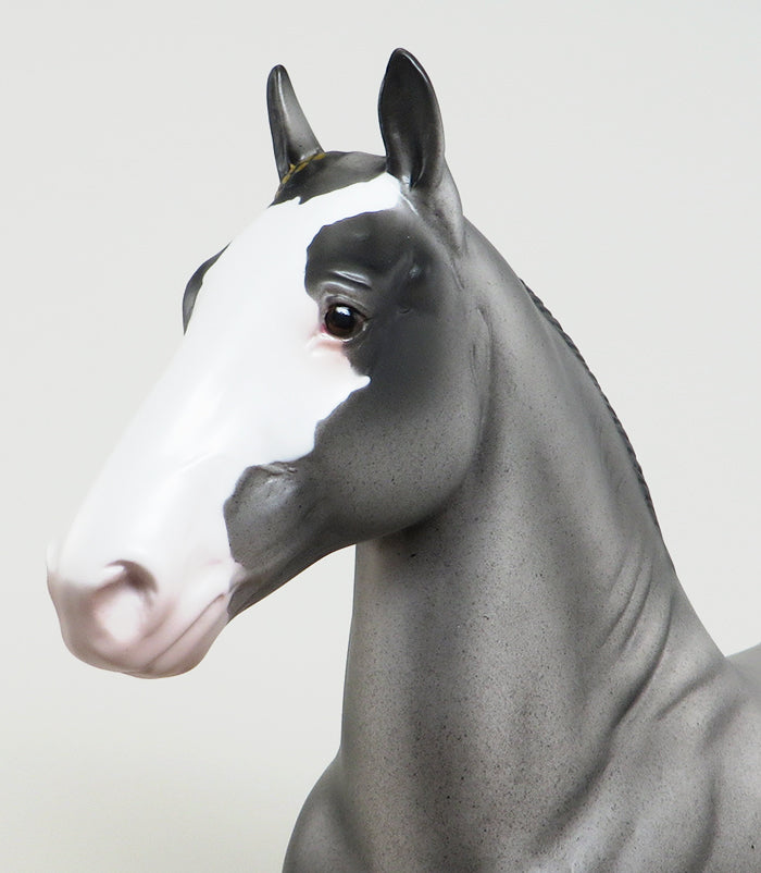 BRINLEY - OOAK GREY PAINT TROTTING DRAFTER MODEL HORSE - 2/5
