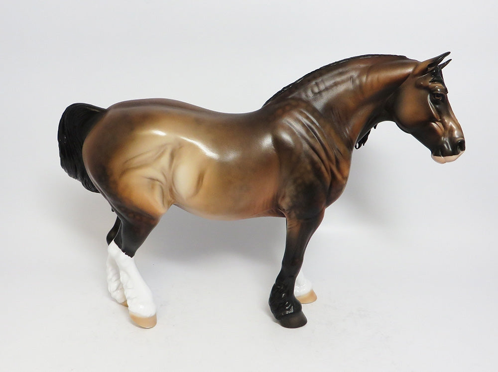 HALF TIME GIRL - OOAK DAPPLE BAY BUNNY HEAVY DRAFT MODEL HORSE BY DAWN
