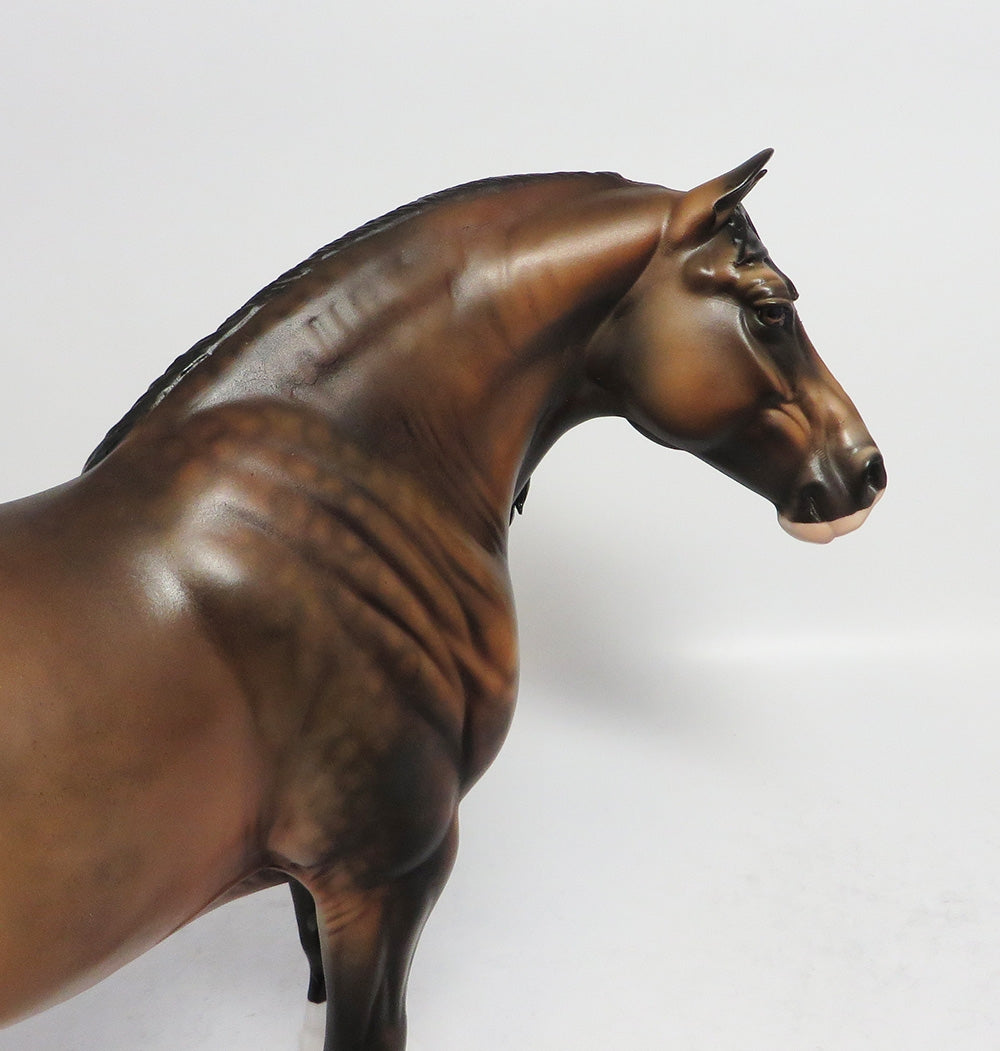 HALF TIME GIRL - OOAK DAPPLE BAY BUNNY HEAVY DRAFT MODEL HORSE BY DAWN