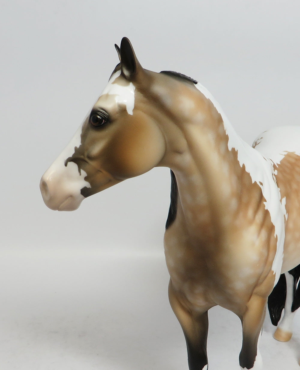 MAID MARION - OOAK DAPPLE BUCKSKIN PINTO ISH MODEL HORSE BY DAWN QUICK EA 2018