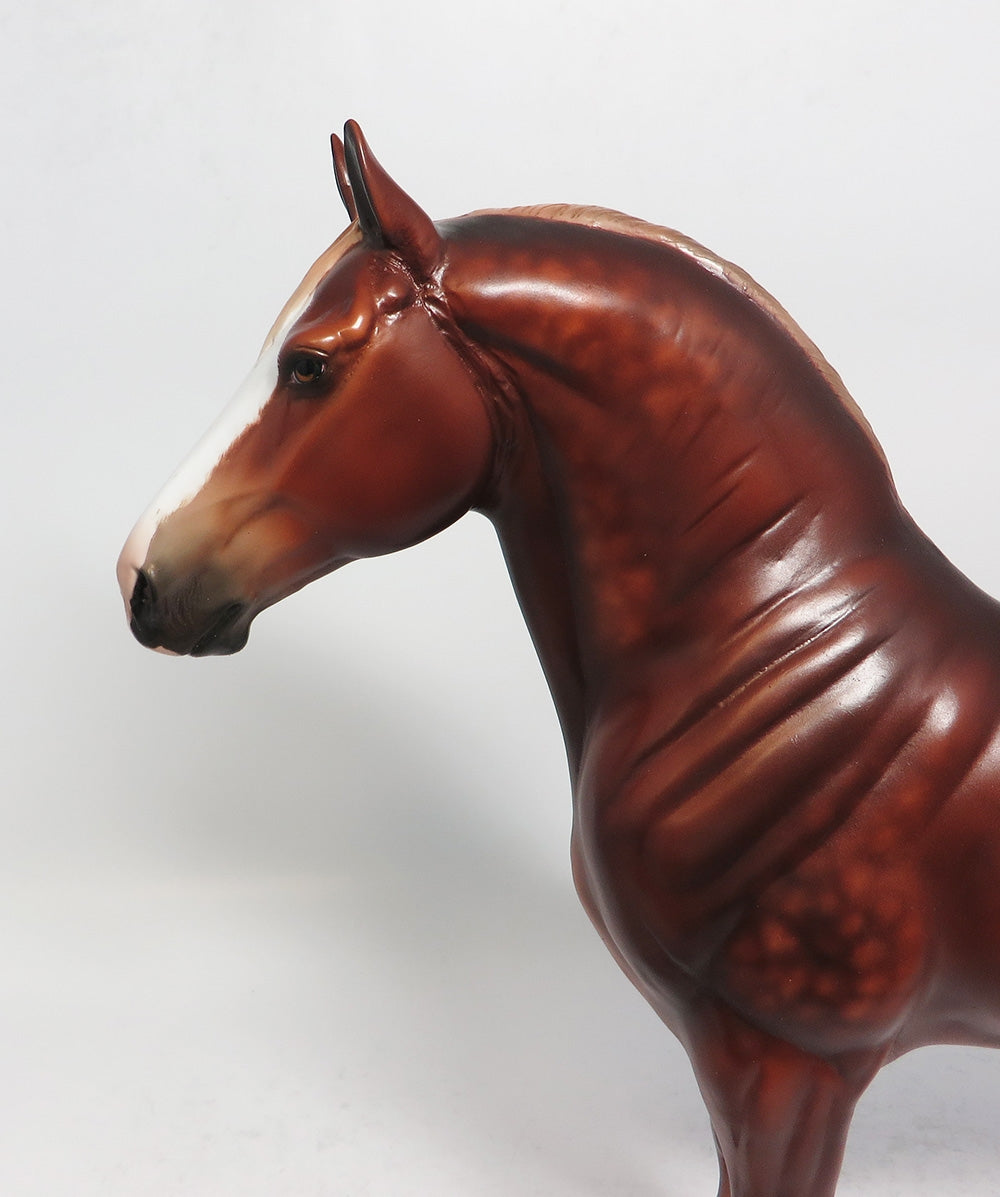 RELIANT - OOAK CHESTNUT STANDING DRAFTER MODEL HORSE BY SHERYL LEISURE 1/19