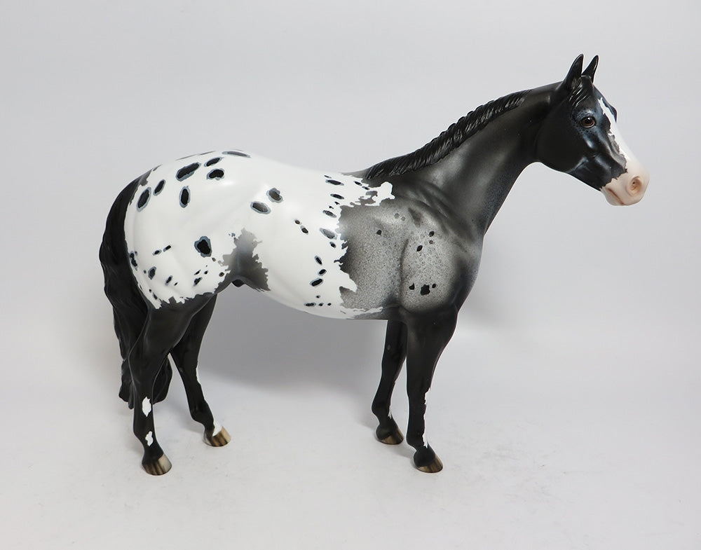 GIVE A HOOT-OOAK BLACK LEOPARD APPALOOSA ISH MODEL HORSE MIDWEST FAIR 2018