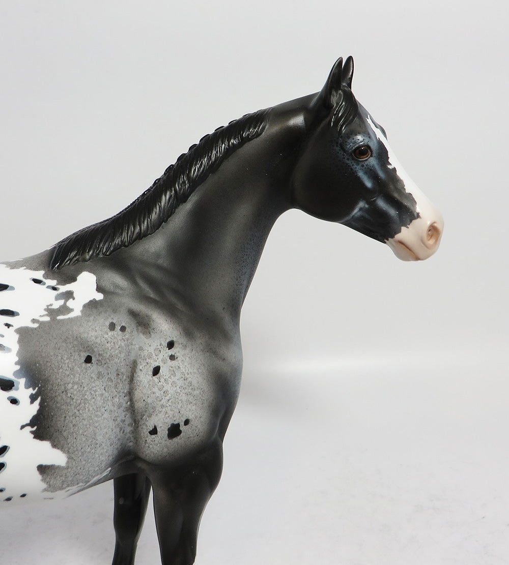 GIVE A HOOT-OOAK BLACK LEOPARD APPALOOSA ISH MODEL HORSE MIDWEST FAIR 2018