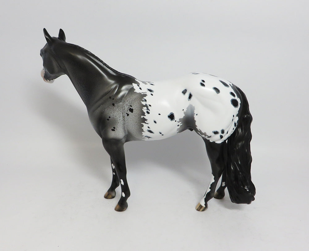 GIVE A HOOT-OOAK BLACK LEOPARD APPALOOSA ISH MODEL HORSE MIDWEST FAIR 2018