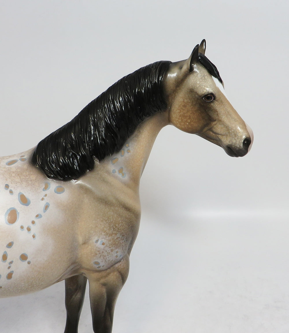 SUPER BOWL RING - OOAK BUCKSKIN APPALOOSA ISH MODEL HORSE BY DAWN SUPER BOWL SALE 2018