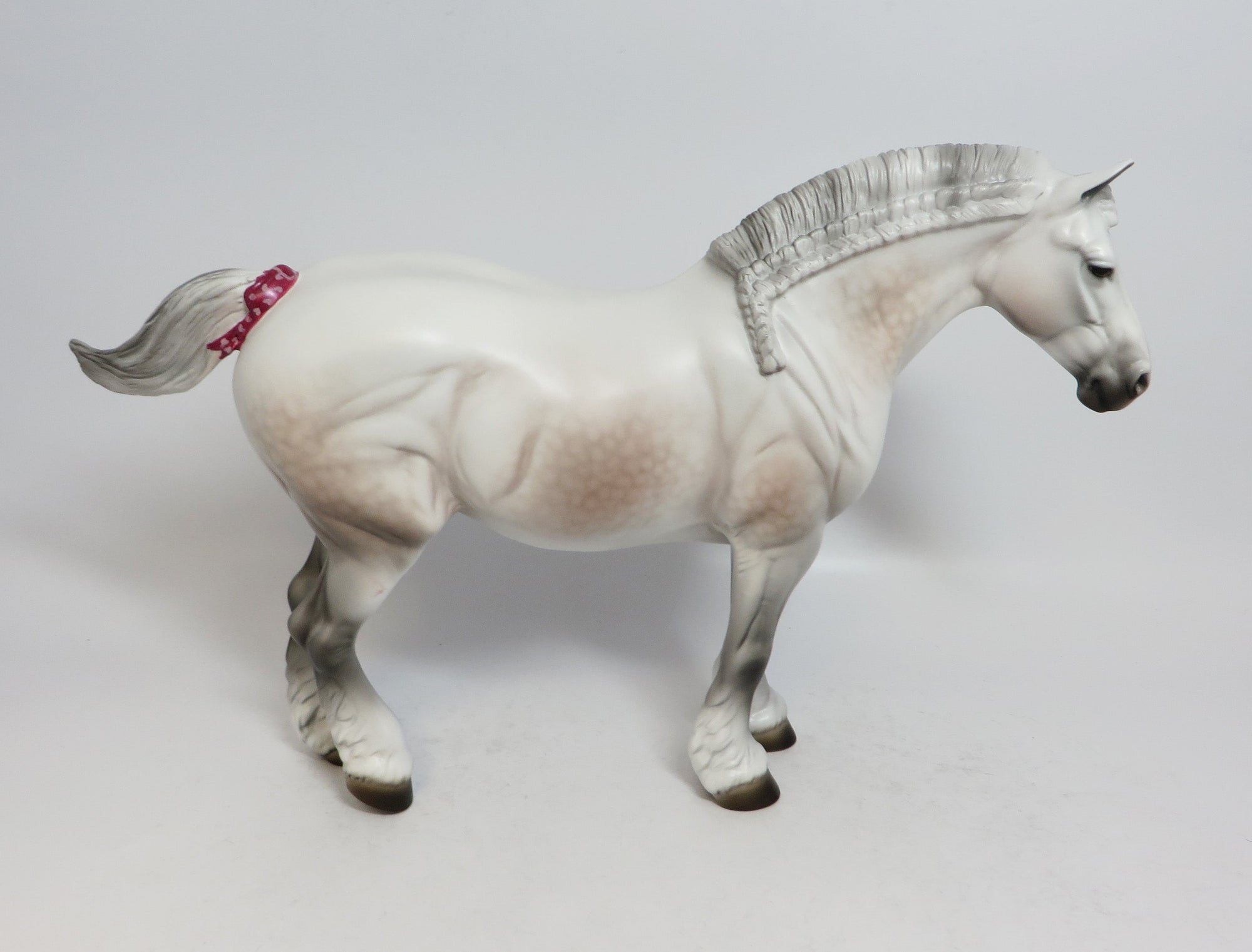 VALENTINA - OOAK DAPPLE ROSE GREY BUNNY HEAVY DRAFT MODEL HORSE BY CARRIE