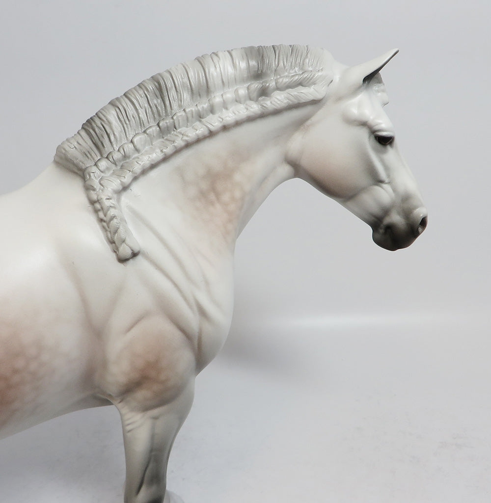VALENTINA - OOAK DAPPLE ROSE GREY BUNNY HEAVY DRAFT MODEL HORSE BY CARRIE