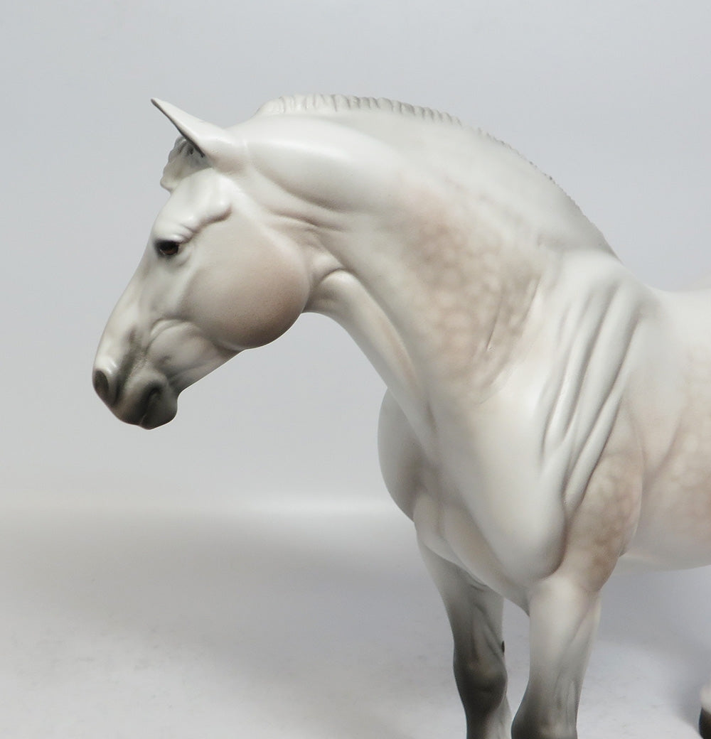 VALENTINA - OOAK DAPPLE ROSE GREY BUNNY HEAVY DRAFT MODEL HORSE BY CARRIE