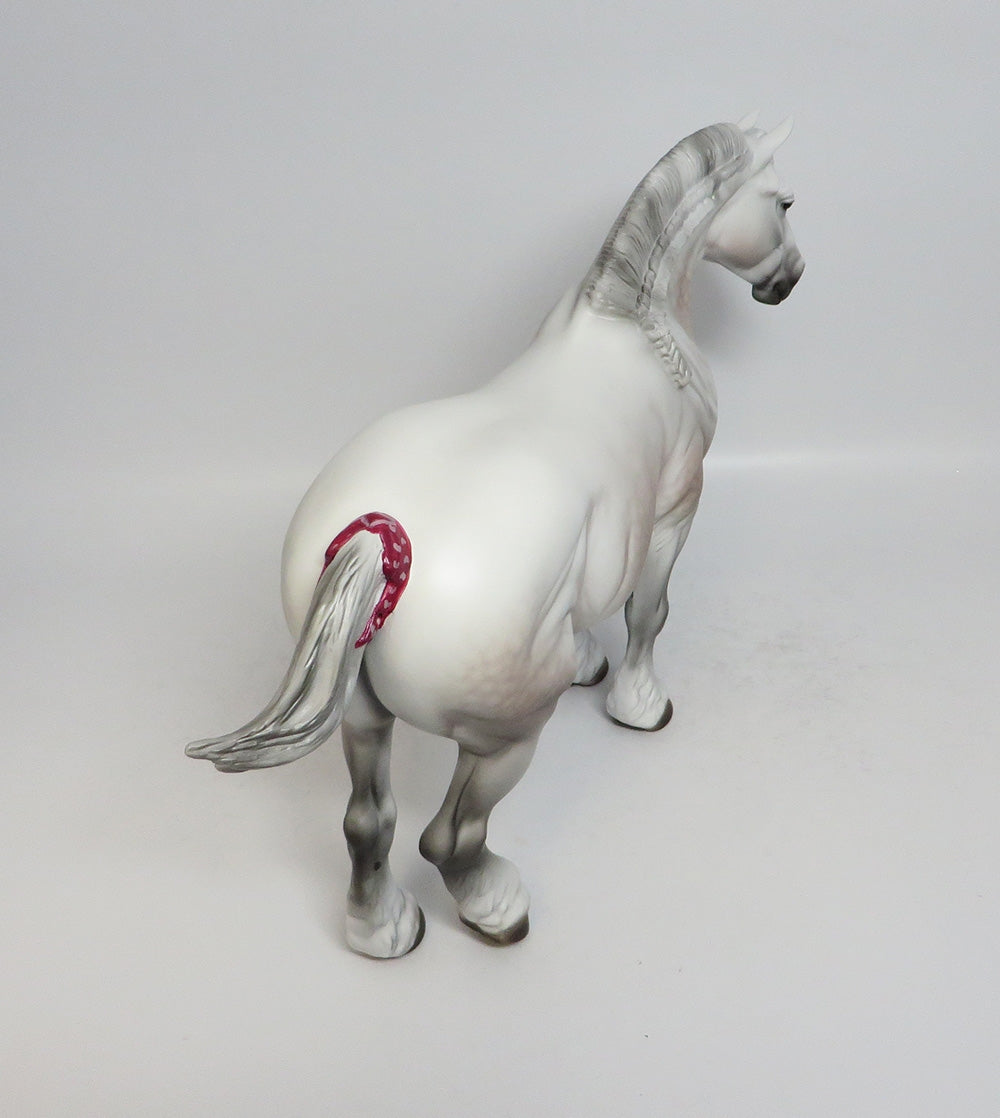 VALENTINA - OOAK DAPPLE ROSE GREY BUNNY HEAVY DRAFT MODEL HORSE BY CARRIE