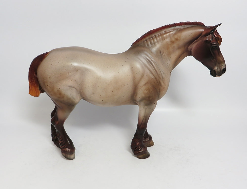 SHE NEIGH NEIGH - OOAK RED ROAN HEAVY DRAFT BUNNY MODEL HORSE BY JULIE