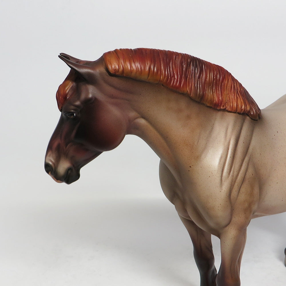 SHE NEIGH NEIGH - OOAK RED ROAN HEAVY DRAFT BUNNY MODEL HORSE BY JULIE