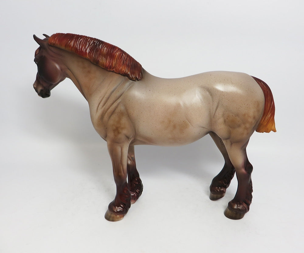 SHE NEIGH NEIGH - OOAK RED ROAN HEAVY DRAFT BUNNY MODEL HORSE BY JULIE