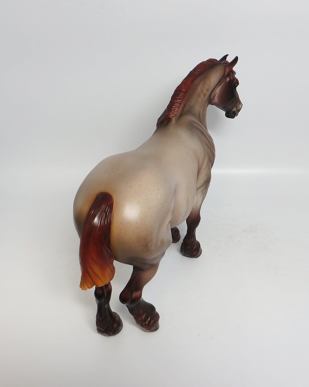 SHE NEIGH NEIGH - OOAK RED ROAN HEAVY DRAFT BUNNY MODEL HORSE BY JULIE
