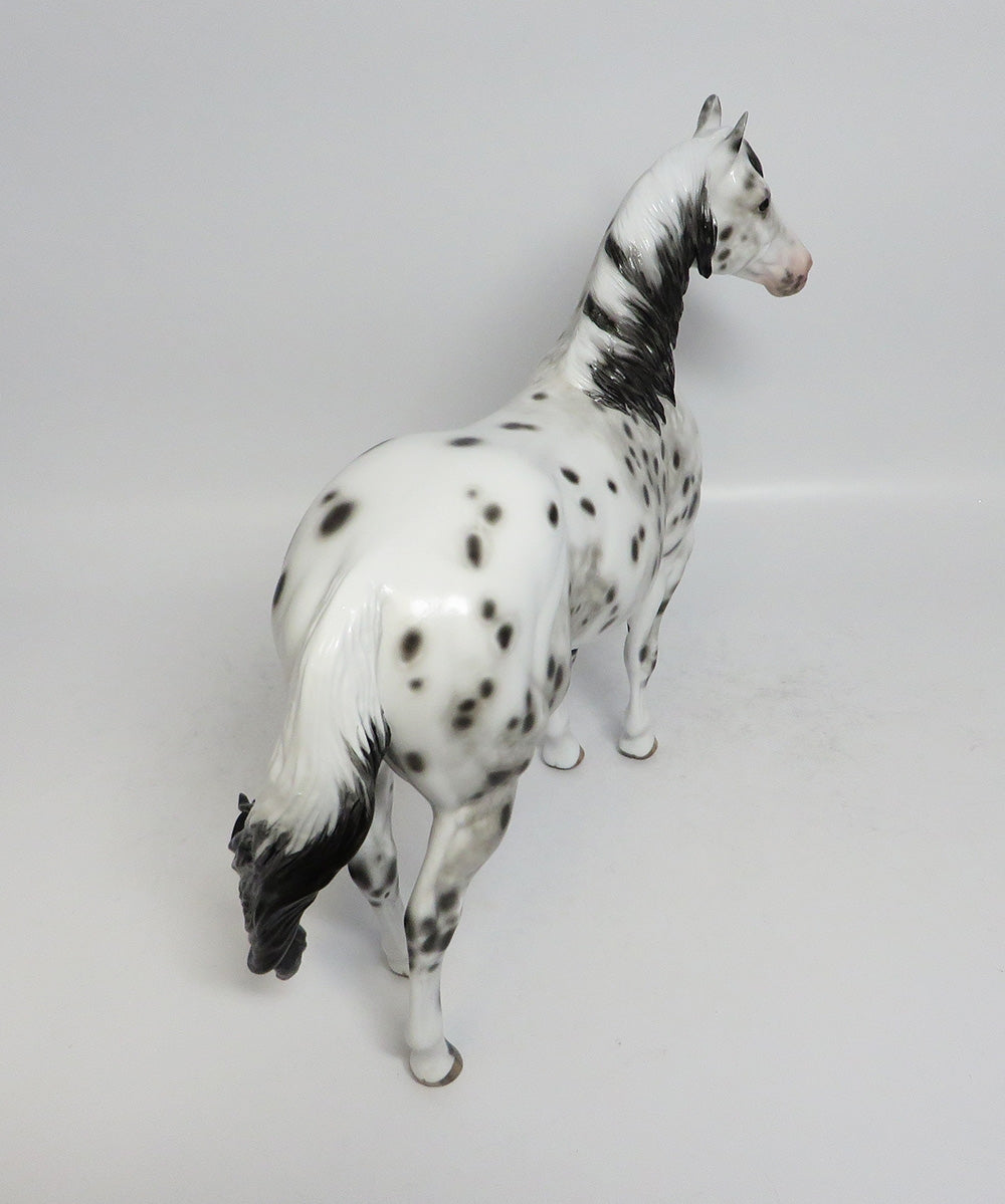 JOE DANCER - OOAK BLACK LEOPARD APPALOOSA ISH MODEL HORSE BY SHERYL