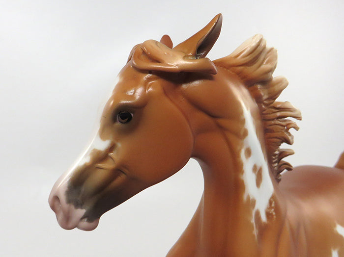 FLASH-N-DASH-OOAK CHESTNUT PAINT YEARLING MODEL HORSE-CUSTOMIZED BY JT PAINTED BY SHERYL LEISURE-8/19