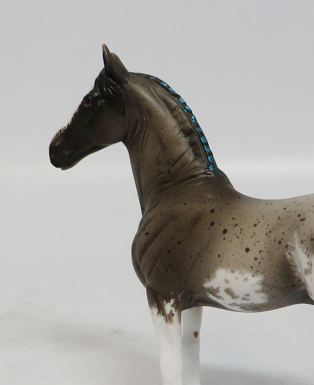 GO FOR THE WIN - OOAK BLUE ROAN PINTO CHIP BY DAWN QUICK SUPER BOWL SALE 2018