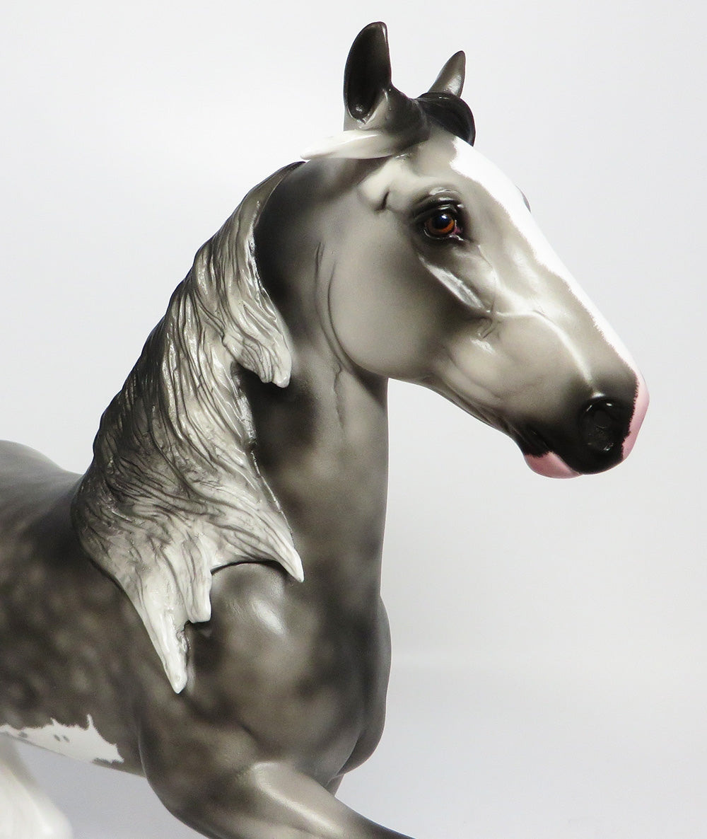 IMA BOBBY-OOAK DAPPLED GREY PINTO TROTTING DRAFTER GELDING MODEL HORSE 06/30/17