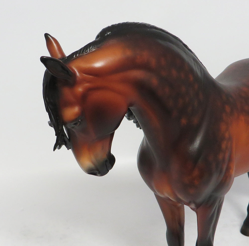 MORE BRANDY-OOAK DAPPLE BAY ANDALUSIAN MODEL HORSE BY SHERYL LEISURE