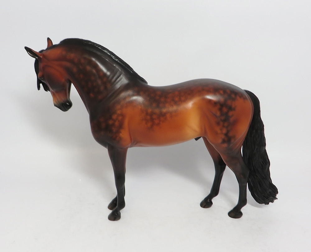 MORE BRANDY-OOAK DAPPLE BAY ANDALUSIAN MODEL HORSE BY SHERYL LEISURE