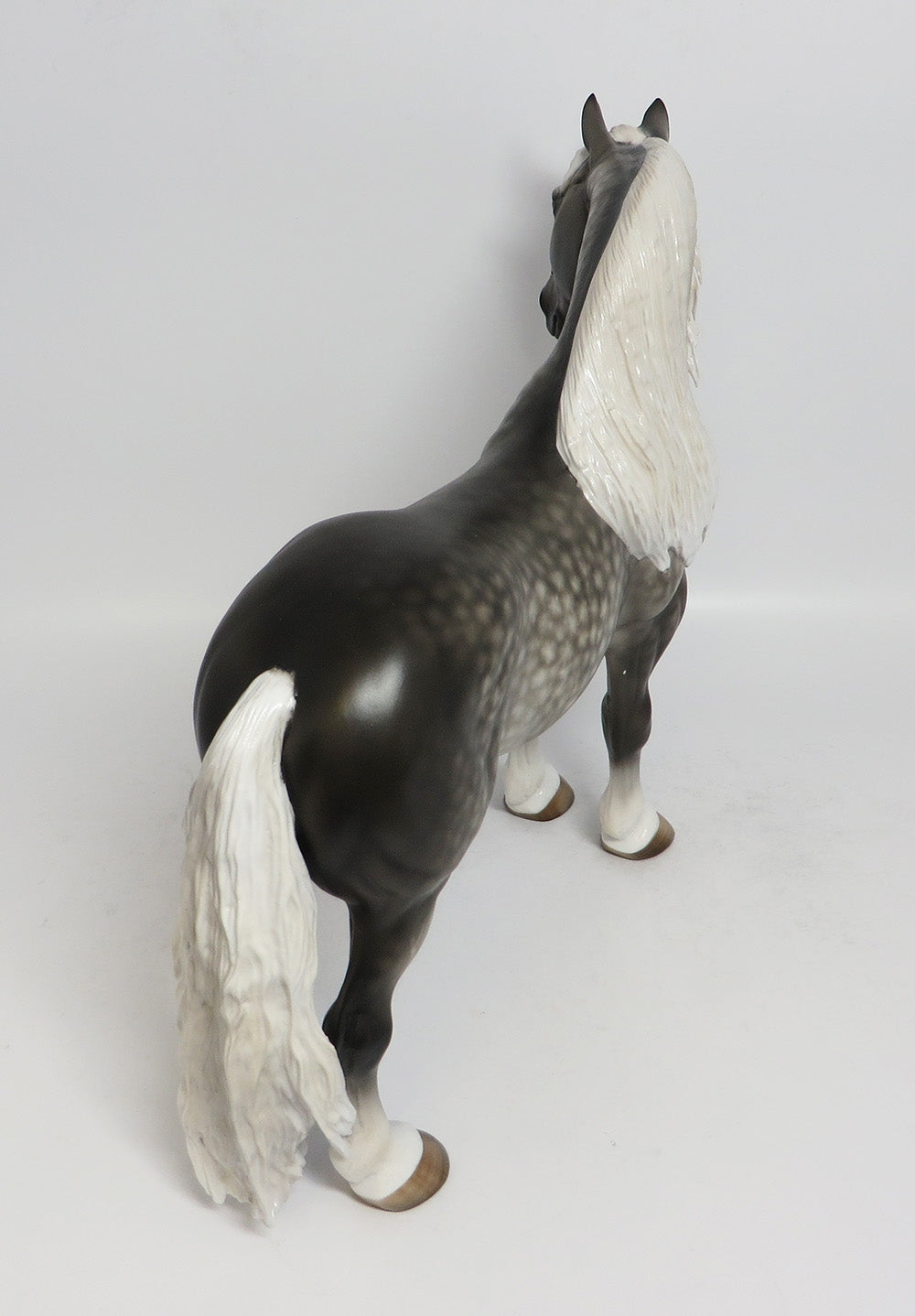 HEZEKIAH-OOAK STAR DAPPLE GREY STANDING DRAFTER MODEL HORSE BY SHERYL LEISURE