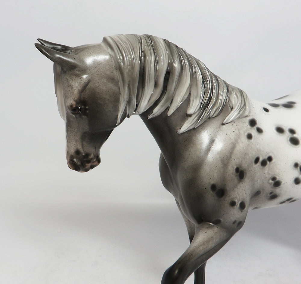 TEXAS JACK-OOAK ROAN APPALOOSA THOROUGHBRED MODEL HORSE BY SHERYL LEISURE