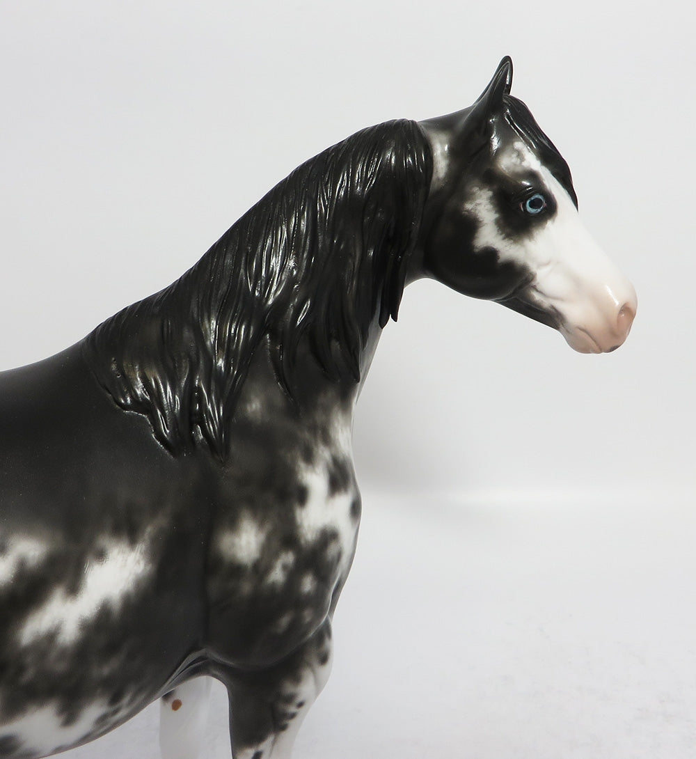 MORELLI-OOAK BLACK SABINO ISH MODEL HORSE BY SHREYL LEISURE