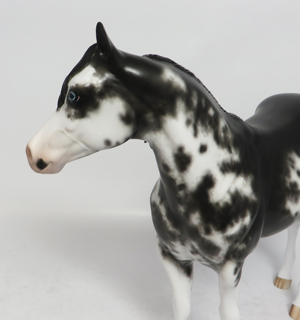 MORELLI-OOAK BLACK SABINO ISH MODEL HORSE BY SHREYL LEISURE