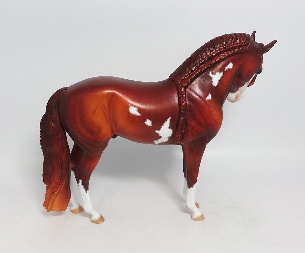 LITHIUM-OOAK DAPPLE CHESTNUT PAINT ANDALUSIAN MODEL HORSE BY DAWN QUICK 2018