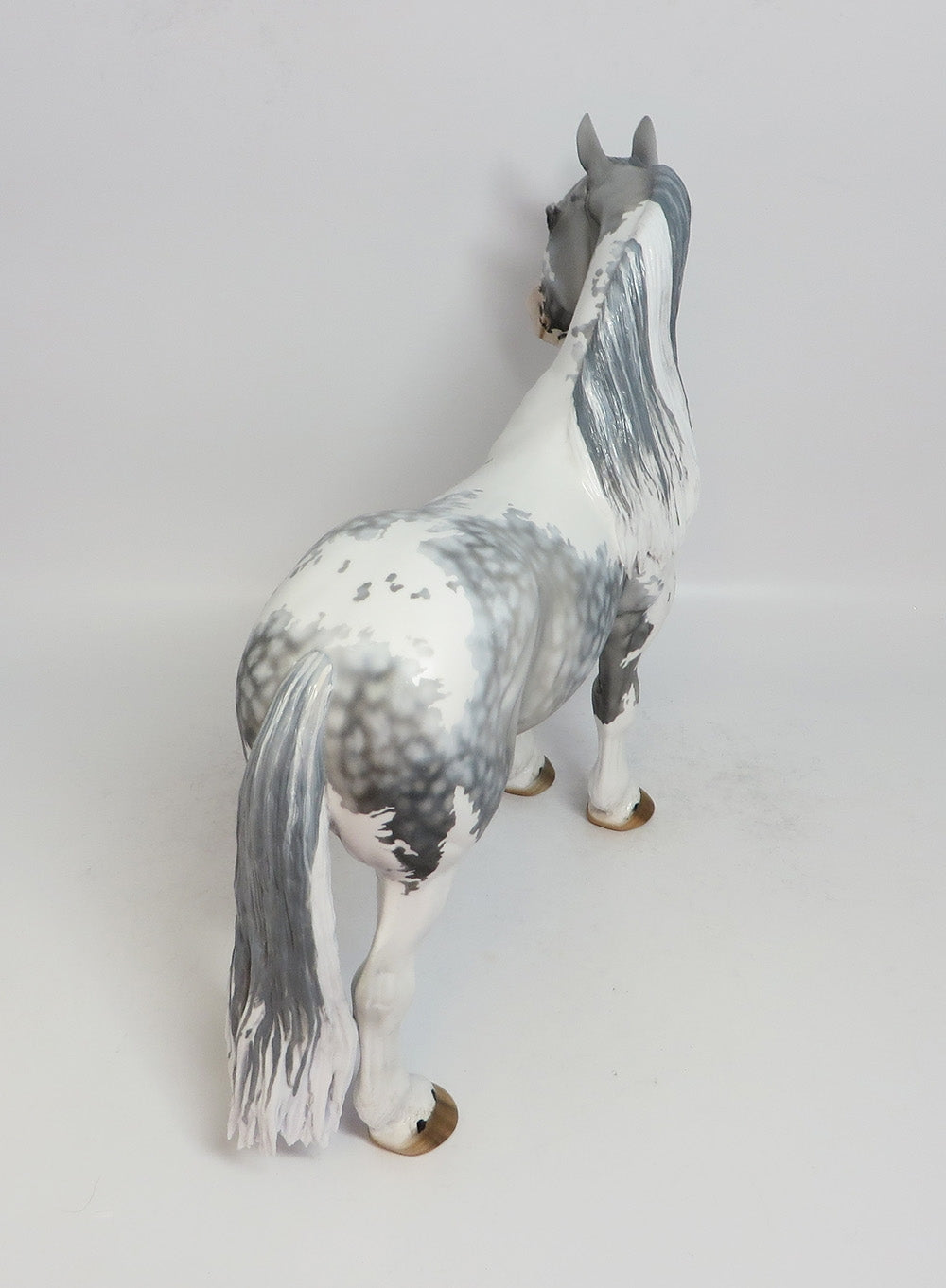 BRUNO - OOAK DAPPLE GREY PINTO STANDING DRAFT MODEL HORSE MW 2018
