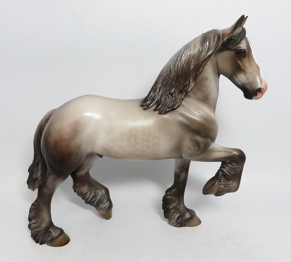 BELVIDERE - OOAK DAPPLE ROSE GREY TROTTING DRAFTER MODEL HORSE 2/22