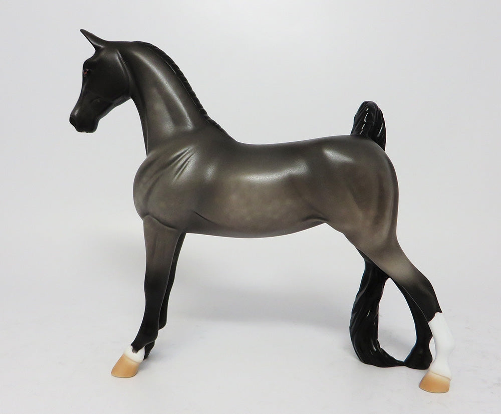 APPALACHIAN TRAIL-OOAK DAPPLED DARK GREY PEBBLES SADDLEBRED MODEL HORSE EQ 2017
