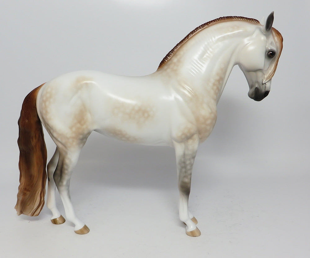 CAVIAR-OOAK DAPPLE CHESTNUT GOING GREY ANDALUSIAN MODEL HORSE 7/25/17