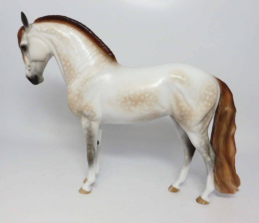 CAVIAR-OOAK DAPPLE CHESTNUT GOING GREY ANDALUSIAN MODEL HORSE 7/25/17